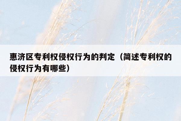 惠济区专利权侵权行为的判定（简述专利权的侵权行为有哪些）