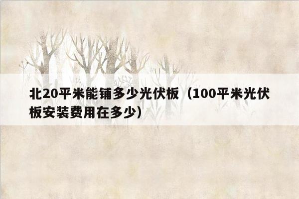 北20平米能铺多少光伏板（100平米光伏板安装费用在多少）