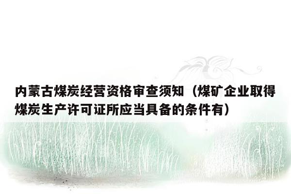内蒙古煤炭经营资格审查须知（煤矿企业取得煤炭生产许可证所应当具备的条件有）