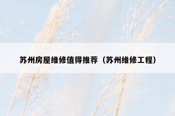 苏州房屋维修值得推荐（苏州维修工程）
