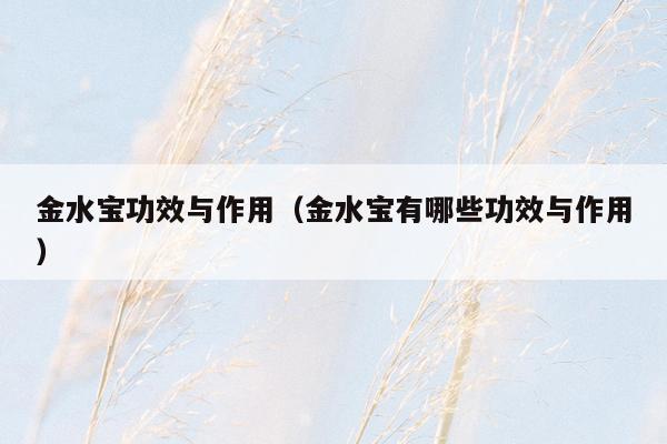 金水宝功效与作用（金水宝有哪些功效与作用）