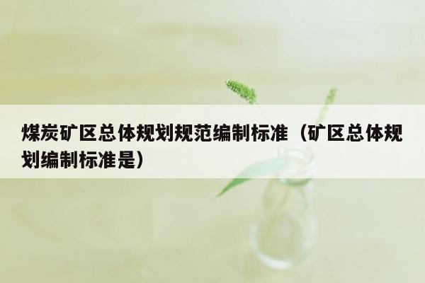煤炭矿区总体规划规范编制标准（矿区总体规划编制标准是）