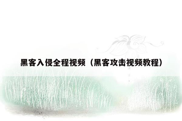 黑客入侵全程视频（黑客攻击视频教程）