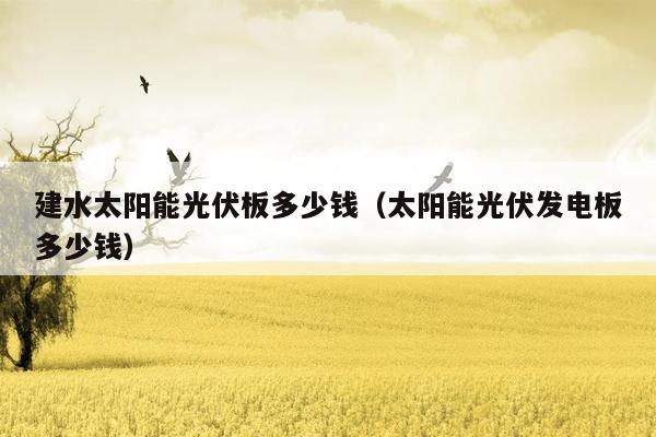 建水太阳能光伏板多少钱（太阳能光伏发电板多少钱）