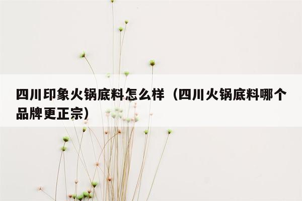 四川印象火锅底料怎么样（四川火锅底料哪个品牌更正宗）