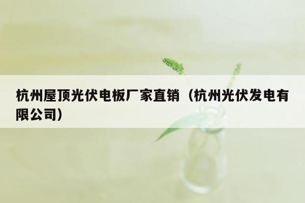 杭州屋顶光伏电板厂家直销（杭州光伏发电有限公司）