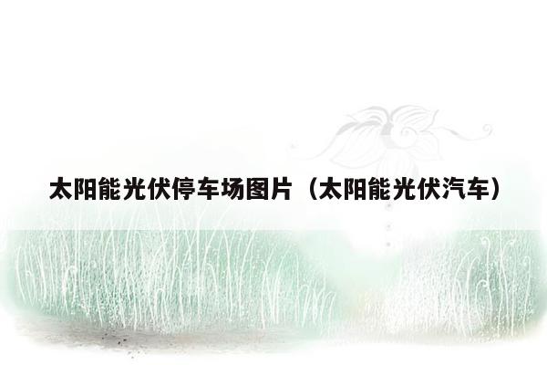 太阳能光伏停车场图片（太阳能光伏汽车）