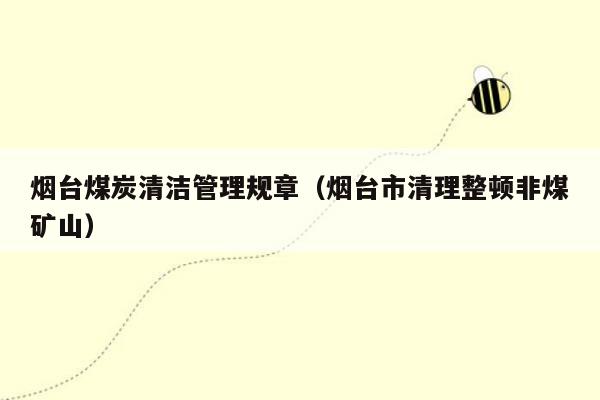 烟台煤炭清洁管理规章（烟台市清理整顿非煤矿山）