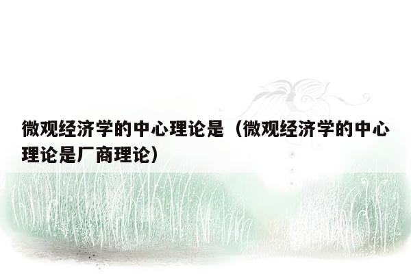 微观经济学的中心理论是（微观经济学的中心理论是厂商理论）
