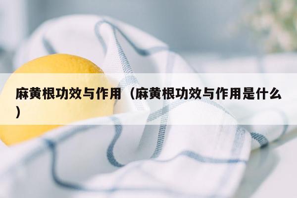 麻黄根功效与作用（麻黄根功效与作用是什么）