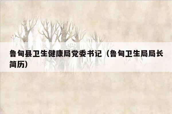 鲁甸县卫生健康局党委书记（鲁甸卫生局局长简历）