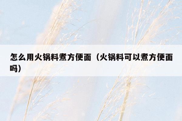 怎么用火锅料煮方便面（火锅料可以煮方便面吗）