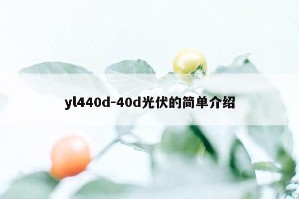yl440d-40d光伏的简单介绍