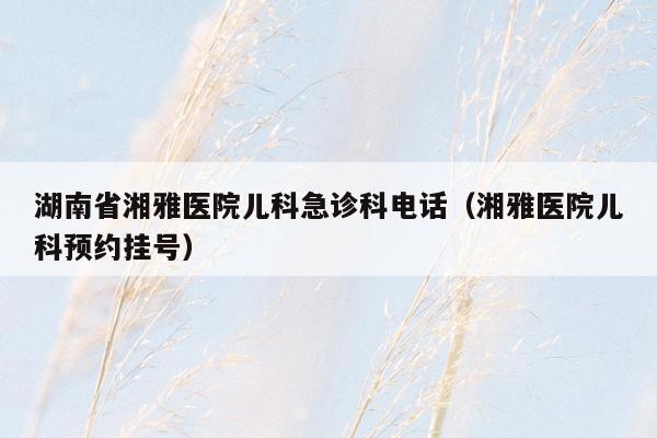 湖南省湘雅医院儿科急诊科电话（湘雅医院儿科预约挂号）
