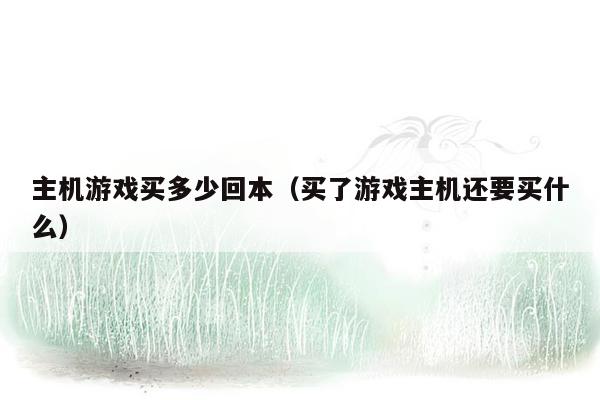 主机游戏买多少回本（买了游戏主机还要买什么）
