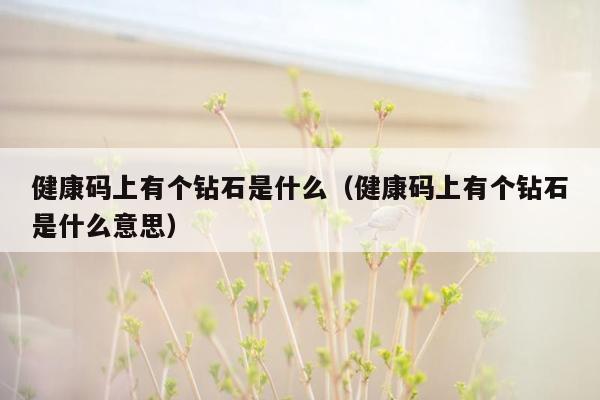 健康码上有个钻石是什么（健康码上有个钻石是什么意思）