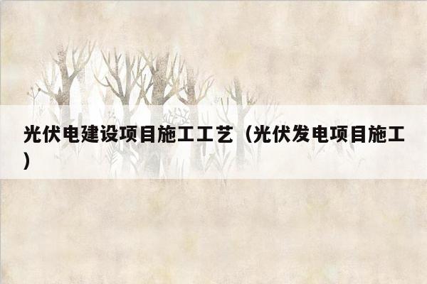 光伏电建设项目施工工艺（光伏发电项目施工）