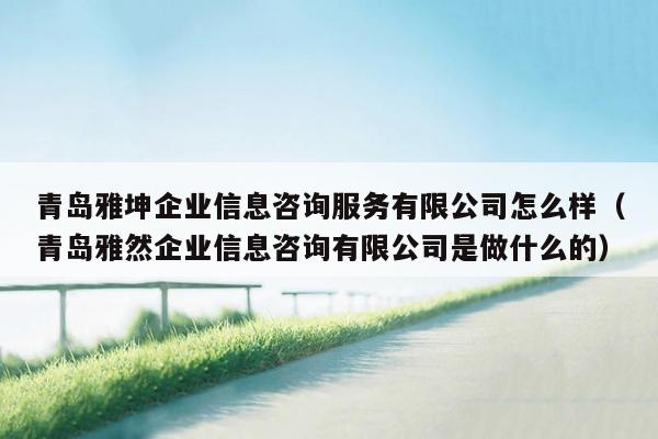 青岛雅坤企业信息咨询服务有限公司怎么样（青岛雅然企业信息咨询有限公司是做什么的）