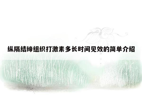 纵隔结缔组织打激素多长时间见效的简单介绍
