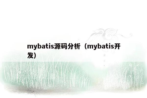 mybatis源码分析（mybatis开发）