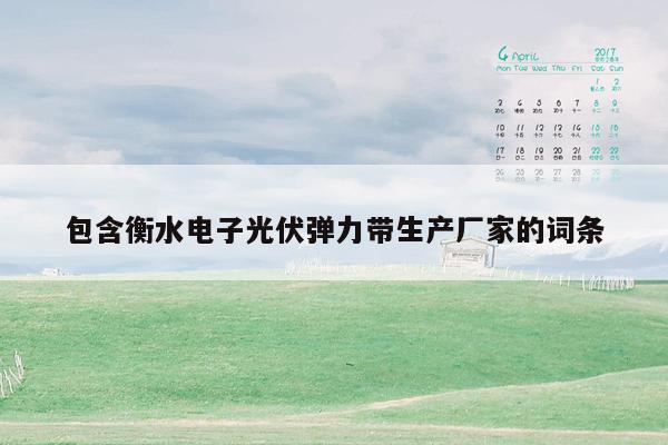 包含衡水电子光伏弹力带生产厂家的词条