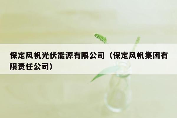 保定风帆光伏能源有限公司（保定风帆集团有限责任公司）
