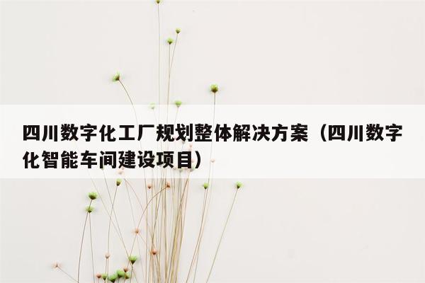 四川数字化工厂规划整体解决方案（四川数字化智能车间建设项目）
