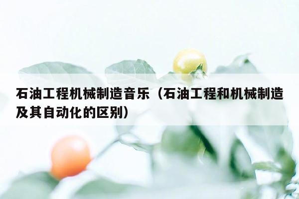 石油工程机械制造音乐（石油工程和机械制造及其自动化的区别）
