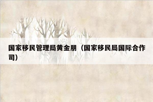 国家移民管理局黄金朋（国家移民局国际合作司）