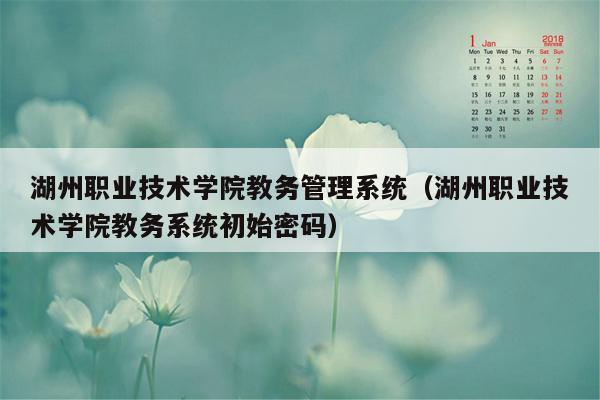 湖州职业技术学院教务管理系统（湖州职业技术学院教务系统初始密码）