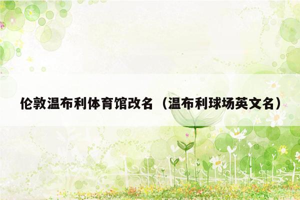 伦敦温布利体育馆改名（温布利球场英文名）