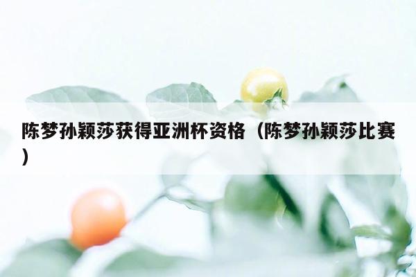 陈梦孙颖莎获得亚洲杯资格（陈梦孙颖莎比赛）