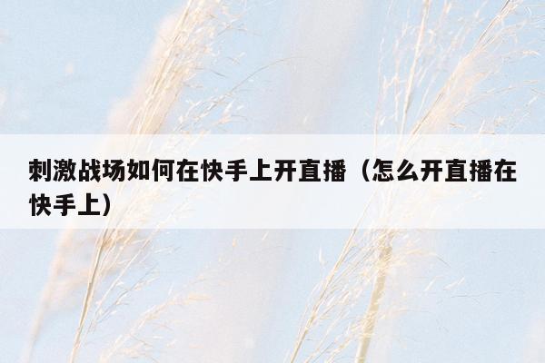 刺激战场如何在快手上开直播（怎么开直播在快手上）