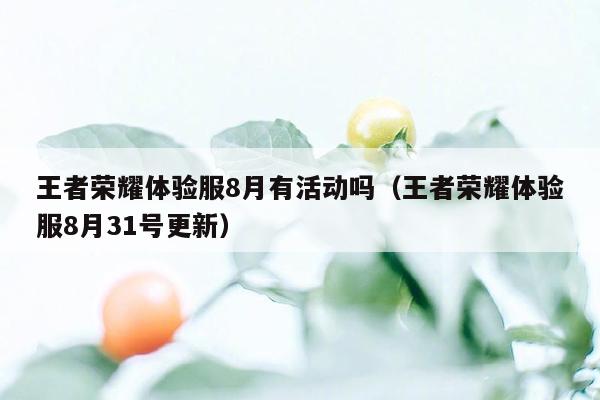 王者荣耀体验服8月有活动吗（王者荣耀体验服8月31号更新）