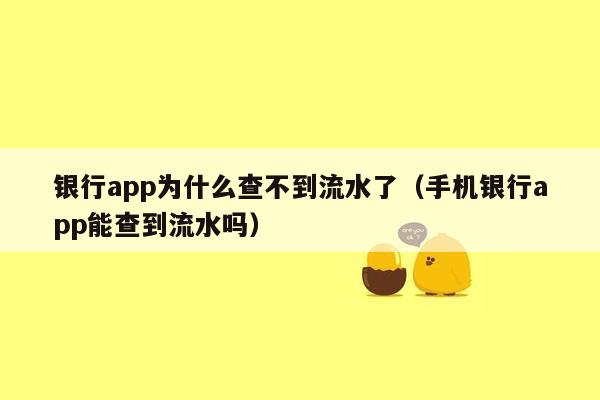 银行app为什么查不到流水了（手机银行app能查到流水吗）
