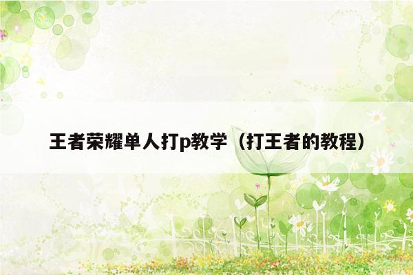 王者荣耀单人打p教学（打王者的教程）