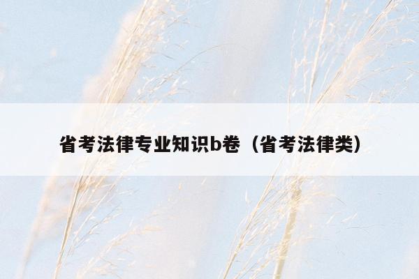 省考法律专业知识b卷（省考法律类）