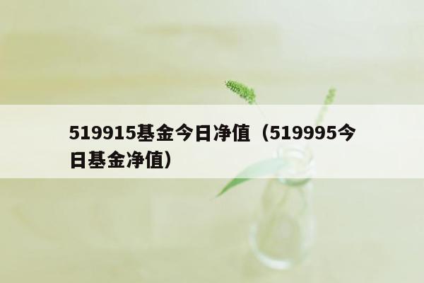 519915基金今日净值（519995今日基金净值）