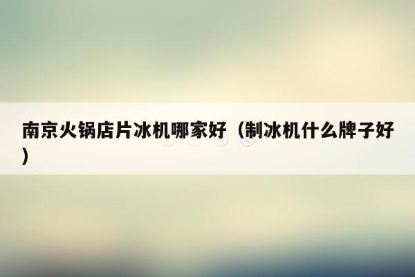 南京火锅店片冰机哪家好（制冰机什么牌子好）
