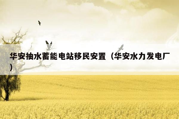 华安抽水蓄能电站移民安置（华安水力发电厂）