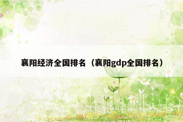 襄阳经济全国排名（襄阳gdp全国排名）