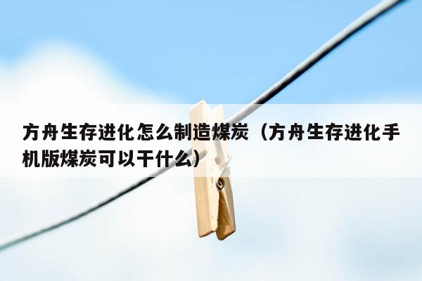 方舟生存进化怎么制造煤炭（方舟生存进化手机版煤炭可以干什么）