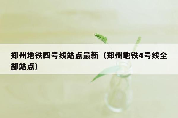 郑州地铁四号线站点最新（郑州地铁4号线全部站点）