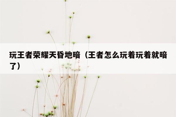 玩王者荣耀天昏地暗（王者怎么玩着玩着就暗了）