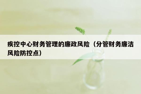 疾控中心财务管理的廉政风险（分管财务廉洁风险防控点）