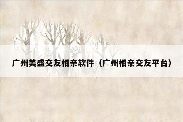 广州美盛交友相亲软件（广州相亲交友平台）