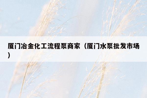 厦门冶金化工流程泵商家（厦门水泵批发市场）