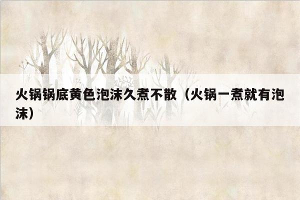 火锅锅底黄色泡沫久煮不散（火锅一煮就有泡沫）