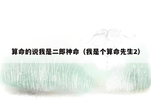 算命的说我是二郎神命（我是个算命先生2）