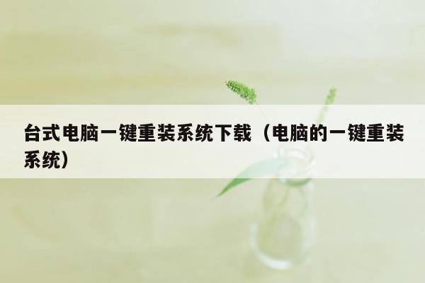 台式电脑一键重装系统下载（电脑的一键重装系统）